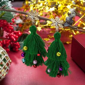 img 2 attached to 🌲 Bohemian Dangle Drop Green Earrings: Lightweight Christmas Tree Tassel Beaded Earrings for Women Girls - Twined with Colored Beads – Perfect Gift