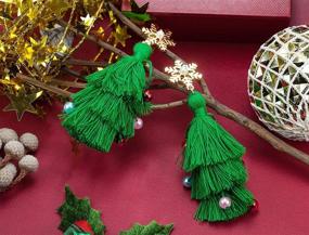 img 3 attached to 🌲 Bohemian Dangle Drop Green Earrings: Lightweight Christmas Tree Tassel Beaded Earrings for Women Girls - Twined with Colored Beads – Perfect Gift