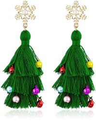 img 4 attached to 🌲 Bohemian Dangle Drop Green Earrings: Lightweight Christmas Tree Tassel Beaded Earrings for Women Girls - Twined with Colored Beads – Perfect Gift