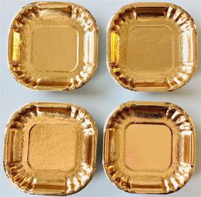 img 1 attached to Stylish and Sturdy Gold Foil Mini Dessert Plates - 4 x 4 Inches - 50 Pack