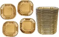 stylish and sturdy gold foil mini dessert plates - 4 x 4 inches - 50 pack logo