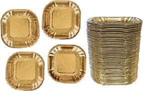 img 4 attached to Stylish and Sturdy Gold Foil Mini Dessert Plates - 4 x 4 Inches - 50 Pack