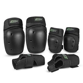 img 4 attached to 🛹 6-in-1 Set of Everwell Adult/Child Protective Knee Pads, Elbow Pads, Wrist Guards - Adjustable Straps for Roller Skating, Inline Skating, Skateboarding, & More