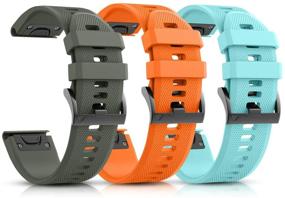 img 4 attached to 📱 OMZ-Compatible 22mm Width Silicone Watch Bands for Fenix 5 Series - Easy Fit Replacement for Fenix 5 Plus, Fenix 6, Fenix 6 Pro, Forerunner 935, Forerunner 945, Approach S60, Quatix 5 (Mint/Orange/ArmyGreen)