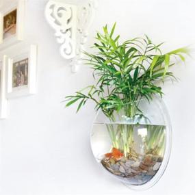 img 2 attached to 🐠 Large Clear Sweetsea Hanging Wall Mounted 1 Gallon Fish Tank Bowl Aquarium: Decorative Wall Décor with Plant and Fish Bubble