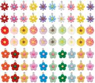 🌸 set of 70 colorful flower pendant charms - resin daisy flower gummy charms beads with floral dangle design for diy jewelry making - ideal for earrings, bracelets, and pendants - includes 3 styles logo