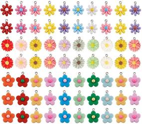 img 4 attached to 🌸 Set of 70 Colorful Flower Pendant Charms - Resin Daisy Flower Gummy Charms Beads with Floral Dangle Design for DIY Jewelry Making - Ideal for Earrings, Bracelets, and Pendants - Includes 3 Styles