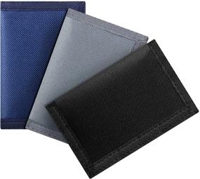 img 3 attached to 👛 3-Piece Canvas Trifold Wallet Set for Boys and Girls - Sports Wallets with Magic Sticker & Zipper Pocket for Kids and Teens, in Black, Gray, Navy Blue, Classic Style