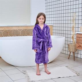 img 1 attached to Hooded Flannel Bathrobes for 👘 Girls and Boys: Comfy Sleepwear & Robes