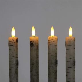img 3 attached to Birch Flameless Taper Candles: Real Wax Finish, 🕯️ Flickering Battery Operated - Remote Controlled & Batteries Included!