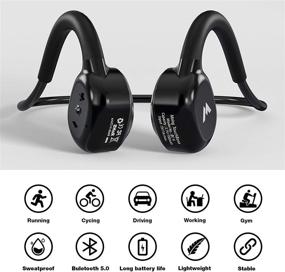 img 3 attached to 🎧 Черные беспроводные костные проводные Bluetooth 5.0 наушники - спортивный гарнитур с микрофоном для бега, велосипеда и походов