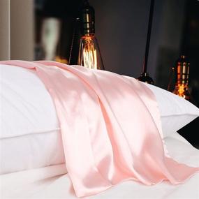 img 3 attached to Silky 100% Charmeuse Pure Silk Pillowcase - Hair & Skin-Friendly 🌸 Cover (1-Piece, Pink, 350TC, 19 Momme) - Travel Size (14x20inch) by uxcell