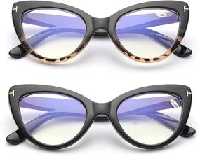 img 4 attached to 👓 Cute Oversized Women's Cat-Eye Blue Light Blocking Reading Glasses with Large Lens for Computer Use