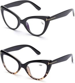 img 2 attached to 👓 Cute Oversized Women's Cat-Eye Blue Light Blocking Reading Glasses with Large Lens for Computer Use