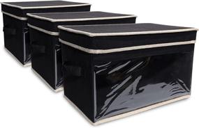 img 4 attached to GoldStandardGoldsmith 3 Pack of Foldable Storage Bins with Stackable & Clear Window 📦 Design – Ideal for Home Organization & Storage, 15 x 10 x 10 inches
