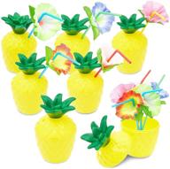 plastic pineapple straws hawaiian party logo