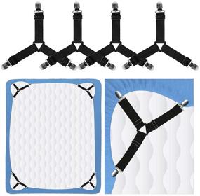 img 4 attached to 🛏️ Adjustable Bed Sheet Holder Straps by Rareccy - Elastic Mattress Clips Suspenders Grippers for Heavy Duty Sheet Fastening (4 PCS)