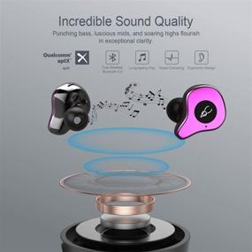 img 3 attached to 🎧 High-Fidelity True Wireless Earbuds with Bluetooth 5.0, APTX Deep Bass, Noise Cancelling, Sweatproof, and Qi Charging Box - Built-in Mic for Hands-free Calls