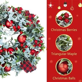 img 2 attached to 🎄 MTSCE Window Wreath Christmas Decor: Ivy Garland with Red Berries & Ribbon - Festive Front Door Indoor/Outdoor Wall Decoration - 18 in