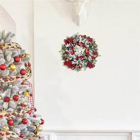 img 1 attached to 🎄 MTSCE Window Wreath Christmas Decor: Ivy Garland with Red Berries & Ribbon - Festive Front Door Indoor/Outdoor Wall Decoration - 18 in