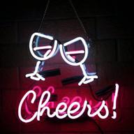 🍻 cheers real glass neon signs: vibrant neon lights for beer bar, club, bedroom, office, hotel, pub, cafe, man cave, wedding, birthday party - wall art lights - size 12" x 11 логотип