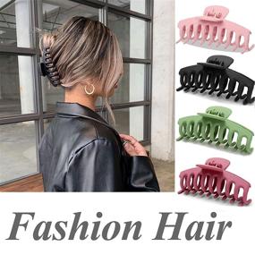 img 3 attached to 💇 12 Pack Large Hair Claw Clips with Matte Non-slip Material - Strong Hold Hair Accessories for Women and Girls, Ideal for Thin or Thick Hair, Includes 6 Pack Small Hairpin