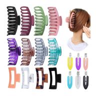 💇 12 pack large hair claw clips with matte non-slip material - strong hold hair accessories for women and girls, ideal for thin or thick hair, includes 6 pack small hairpin logo