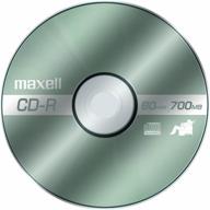 💿 maxell 648220 enhanced recording surface for uninterrupted playback write speed 48x 700mb cd-recordable 5 disc pack logo
