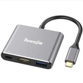 img 4 attached to 🔌 Tuwejia USB 3.1 Gen 1 Thunderbolt 3 в HDMI 4K Видео-конвертер/USB 3.0 Hub Порт PD Быстрая зарядка Порт с Поддержкой Большого Проектора