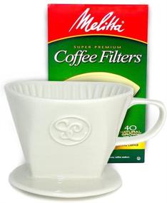 img 4 attached to Simply Charmed Pour Over Coffee Dripper: Single Cup Ceramic Coffee Maker with 40 Count Melitta Filters - Elevate Your Coffee Brewing Experience!