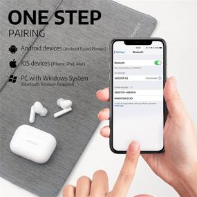img 2 attached to Беспроводные наушники AIHOOR для iOS и Android телефонов, Bluetooth 5.0 наушники в ухо с улучшенными басами, встроенным микрофоном, сенсорным управлением, чехол для зарядки через USB, 30-часовая аккумуляторная батарея, водонепроницаемые для спорта (белые)