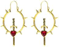 🌙 stunning vintage spike sword dangle hoop earrings: perfect for women and girls seeking cubic zirconia love, heart, dagger, and spike designs. complete your retro birthday, cosplay, halloween party look with these full moon drop dangling huggie hoops! logo