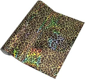 img 3 attached to David Angie Holographic Mirror Leopard Faux Leather Sheet - Large Size Synthetic Fabric Roll for Leather Earrings, Bows & Bags Making (11.8 x 55 Inch)