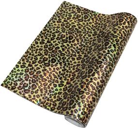 img 4 attached to David Angie Holographic Mirror Leopard Faux Leather Sheet - Large Size Synthetic Fabric Roll for Leather Earrings, Bows & Bags Making (11.8 x 55 Inch)