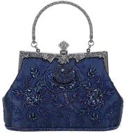 🌹 vintage rose embroidered beaded sequin evening bag: kisschic women's handbag for wedding party clutch purse logo