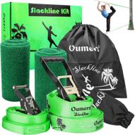 🧗 oumers complete beginner slackline kit - 50ft main balance line, training line, tree protector, ratchet cover, carry bag - ideal slacklines gift set for kids & adults - easy setup, balance strap logo