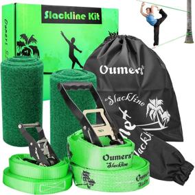 img 4 attached to 🧗 Oumers Complete Beginner Slackline Kit - 50ft Main Balance Line, Training Line, Tree Protector, Ratchet Cover, Carry Bag - Ideal Slacklines Gift Set for Kids & Adults - Easy Setup, Balance Strap