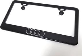 img 3 attached to 🚗 Enhance Your Audi with Deepro 1 3D 4 Ring Logo Black Powder Coated Metal License Plate Frame - Complete with Screw Caps