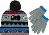🧤 stay stylish and warm with our winter lightning designed beanie gloves for boys! logo