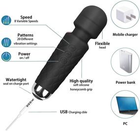 img 2 attached to 🔌 Experience Ultimate Relaxation with the Upgraded Mini Wand Massager: Wireless, Rechargeable, Waterproof & Portable in Elegant Black