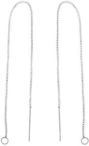 img 4 attached to 👂 Pair of 2 Sterling Silver Delicate Threader Earrings with Long Chain Drop Tassel and Loop, 6-inch Length, Durable Minimalist Threader SS297-6