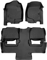 🚗 maxliner floor mats 2nd row bucket seat liner set - black for 2009-2014 chevy tahoe / 2011-2014 gmc yukon logo