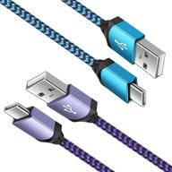 🔌 6ft/2.4a usb c кабель быстрая зарядка (2 упаковки) тип c шнур андроид зарядное устройство - совместим с samsung galaxy s21 ultra 5g, s20 fe, note 20, a12, a32, a52, lg w41 pro, google pixel 5, motorola moto g20 логотип