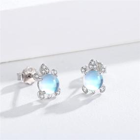 img 2 attached to Hypoallergenic 925 Sterling Silver Animal Stud Earrings - Waysles Moonstone Jewelry for Women & Teens - Dolphins, Unicorn, Flower, Dinosaur, Hedgehog, Turtle Earrings