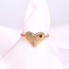 img 2 attached to 💍 YeGieonr Personalized Fingerprint Ring - Customizable Memorial Cubic Zirconia Stacking Ring with Dainty Butterfly, Cute Heart, or Geometric Rectangle Design
