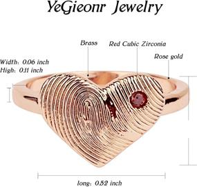 img 3 attached to 💍 YeGieonr Personalized Fingerprint Ring - Customizable Memorial Cubic Zirconia Stacking Ring with Dainty Butterfly, Cute Heart, or Geometric Rectangle Design