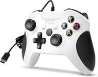 fuxinya wired controller for xbox one/one s/one x/one elite/windows 10, pc gamepad controller with headphone jack - upgraded version (2020) - white (wired) logo