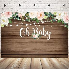 img 2 attached to 🌸 Mocsicka Rustic Wood Oh Baby Floral Baby Shower Backdrop 7x5ft - Brown Wood & Light Flower Photo Backdrop for Baby Shower Photography