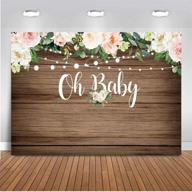 🌸 mocsicka rustic wood oh baby floral baby shower backdrop 7x5ft - brown wood & light flower photo backdrop for baby shower photography logo