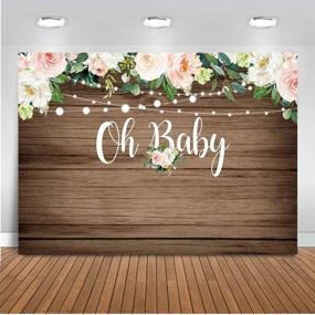 img 4 attached to 🌸 Mocsicka Rustic Wood Oh Baby Floral Baby Shower Backdrop 7x5ft - Brown Wood & Light Flower Photo Backdrop for Baby Shower Photography